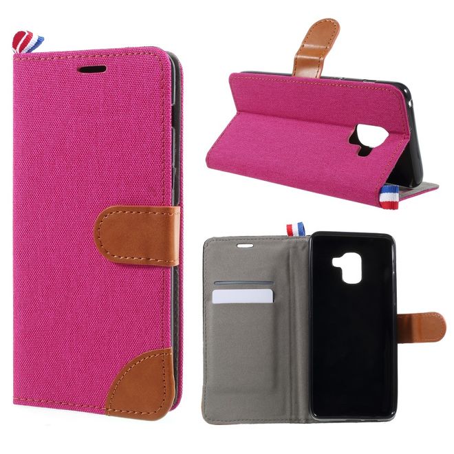 Samsung Galaxy A8+ (2018) Handyhülle - Bookcover - mit Visitenkartenfach - rosa