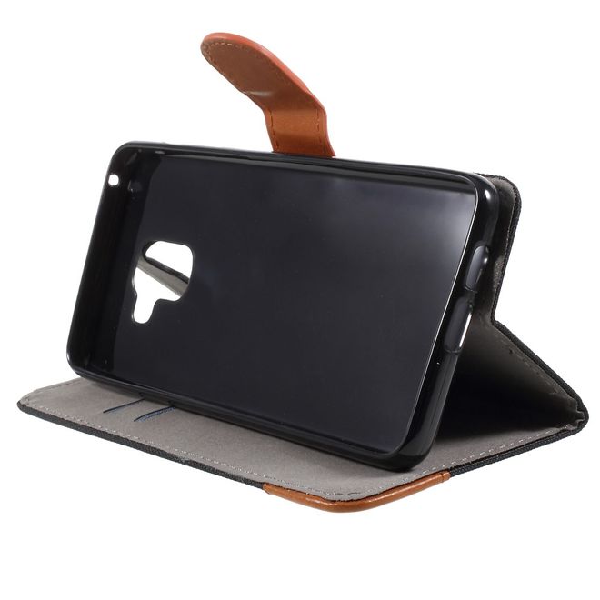 Samsung Galaxy A8+ (2018) Handyhülle - Bookcover - mit Visitenkartenfach - schwarz
