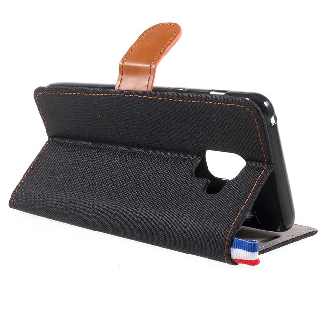 Samsung Galaxy A8+ (2018) Handyhülle - Bookcover - mit Visitenkartenfach - schwarz