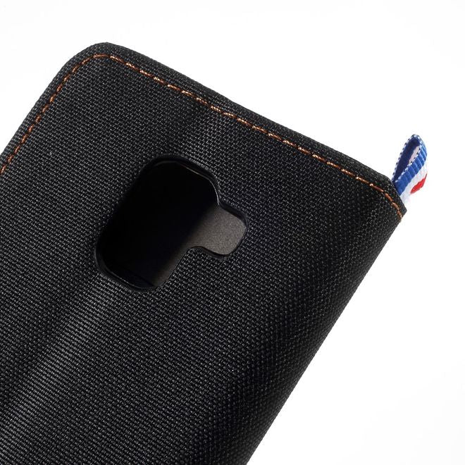Samsung Galaxy A8+ (2018) Handyhülle - Bookcover - mit Visitenkartenfach - schwarz