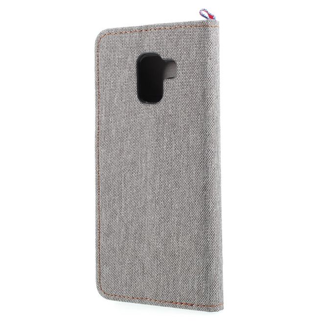 Samsung Galaxy A8+ (2018) Handyhülle - Bookcover - mit Visitenkartenfach - grau