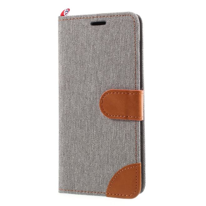 Samsung Galaxy A8+ (2018) Handyhülle - Bookcover - mit Visitenkartenfach - grau