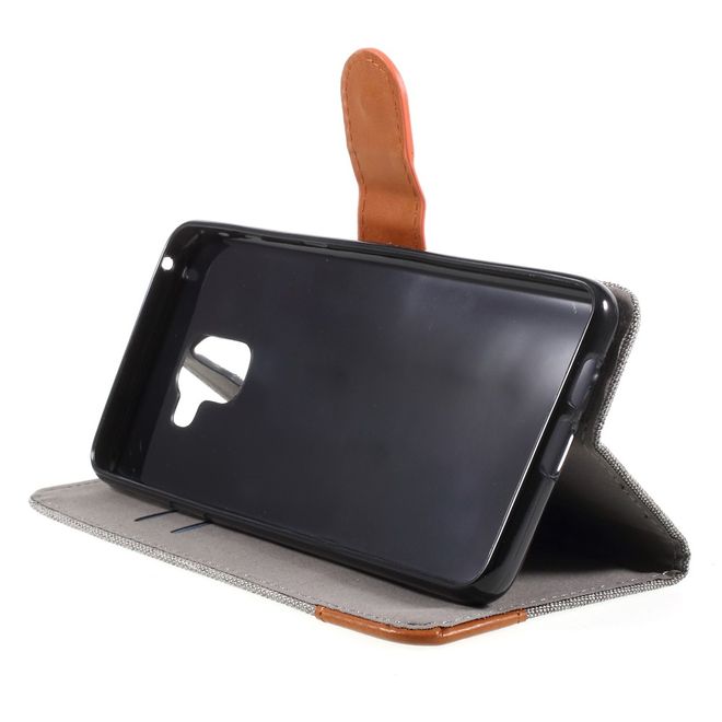 Samsung Galaxy A8+ (2018) Handyhülle - Bookcover - mit Visitenkartenfach - grau