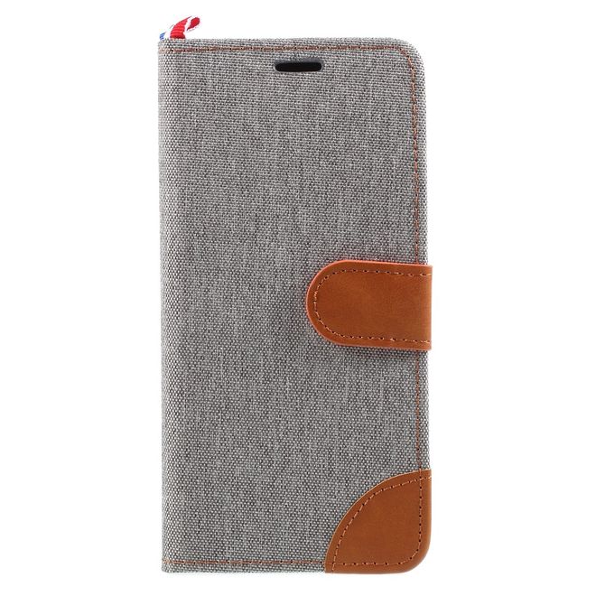 Samsung Galaxy A8+ (2018) Handyhülle - Bookcover - mit Visitenkartenfach - grau