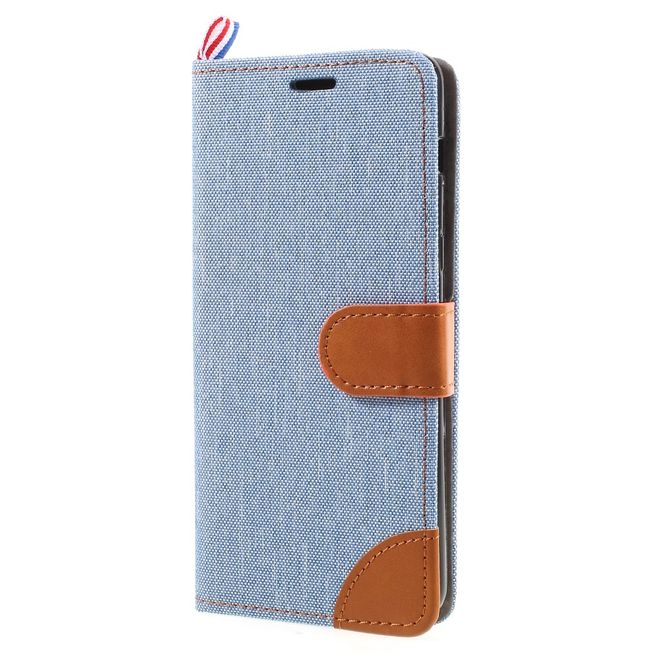 Samsung Galaxy A8+ (2018) Handyhülle - Bookcover - mit Visitenkartenfach - hellblau