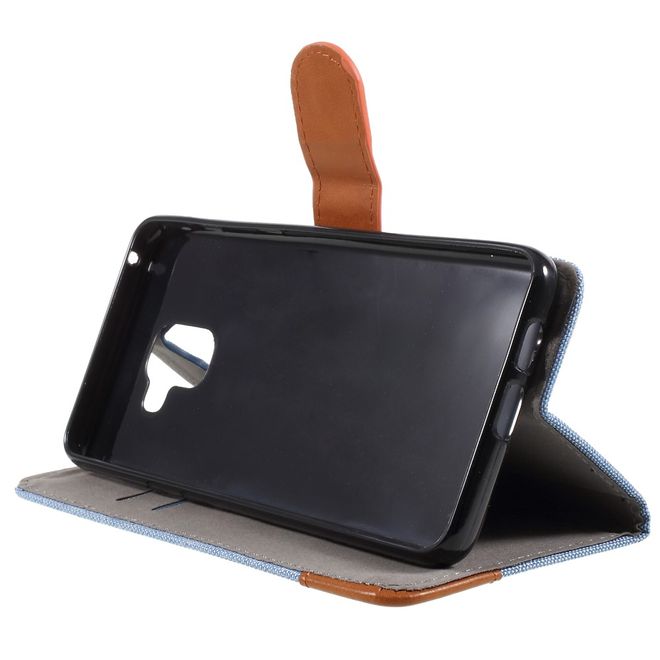 Samsung Galaxy A8+ (2018) Handyhülle - Bookcover - mit Visitenkartenfach - hellblau