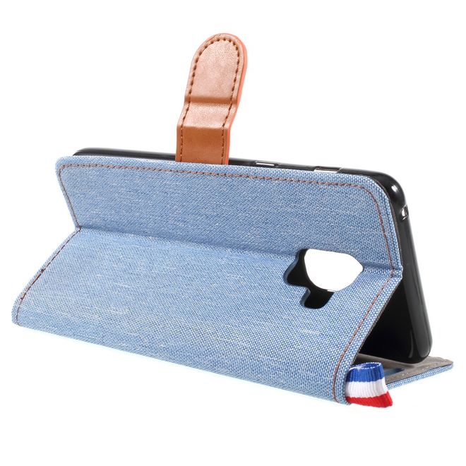 Samsung Galaxy A8+ (2018) Handyhülle - Bookcover - mit Visitenkartenfach - hellblau