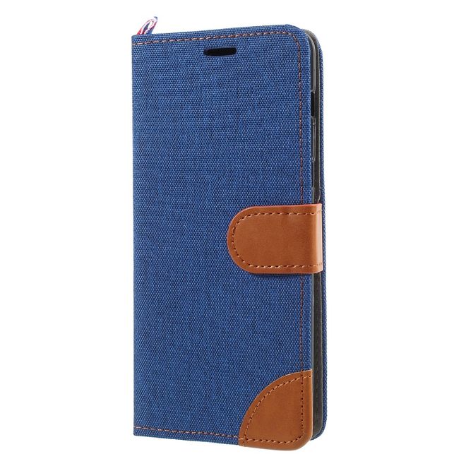 Samsung Galaxy A8+ (2018) Handyhülle - Bookcover - mit Visitenkartenfach - dunkelblau