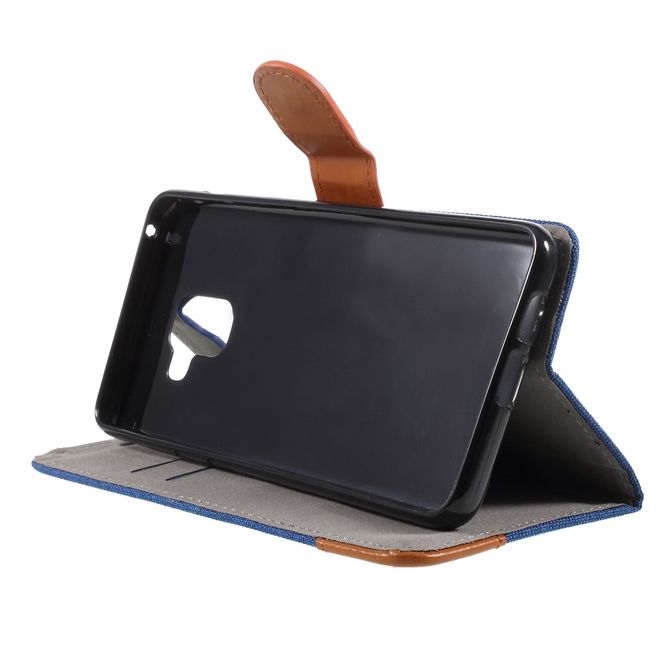 Samsung Galaxy A8+ (2018) Handyhülle - Bookcover - mit Visitenkartenfach - dunkelblau