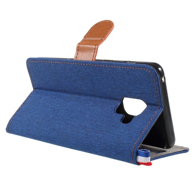 Samsung Galaxy A8+ (2018) Handyhülle - Bookcover - mit Visitenkartenfach - dunkelblau