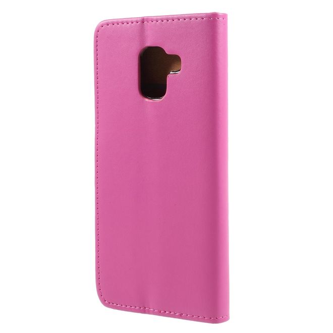 Samsung Galaxy A8+ (2018) Handy Hülle - Leder Bookcover mit Standfunktion - rosa