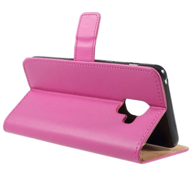 Samsung Galaxy A8+ (2018) Handy Hülle - Leder Bookcover mit Standfunktion - rosa