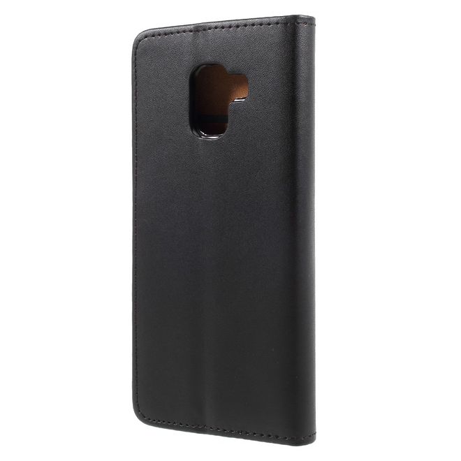 Samsung Galaxy A8+ (2018) Handy Hülle - Leder Bookcover mit Standfunktion - schwarz