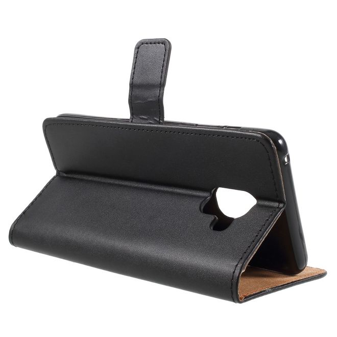 Samsung Galaxy A8+ (2018) Handy Hülle - Leder Bookcover mit Standfunktion - schwarz