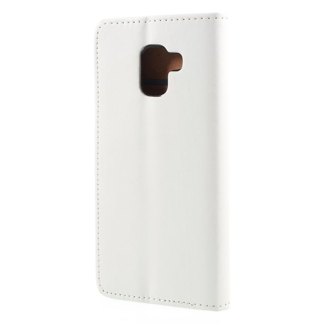 Samsung Galaxy A8+ (2018) Handy Hülle - Leder Bookcover mit Standfunktion - weiss