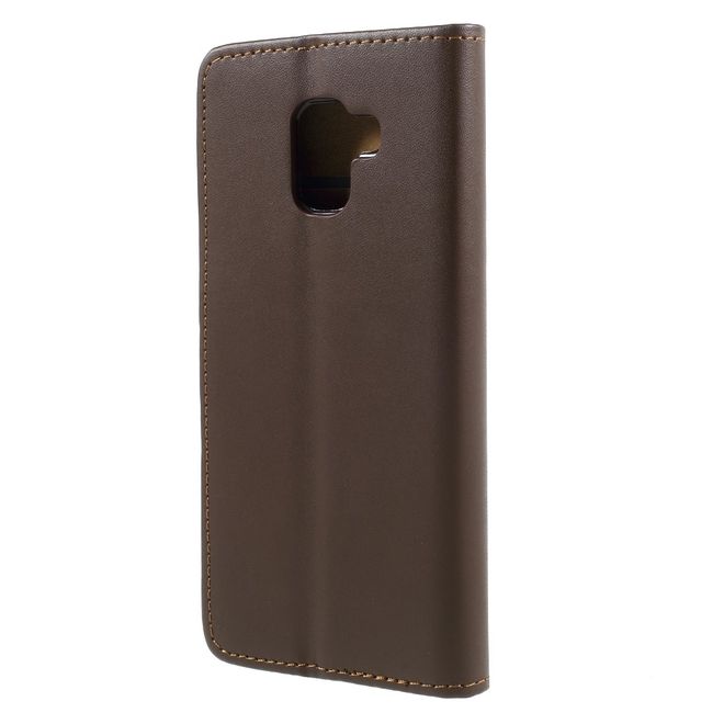 Samsung Galaxy A8+ (2018) Handy Hülle - Leder Bookcover mit Standfunktion - braun