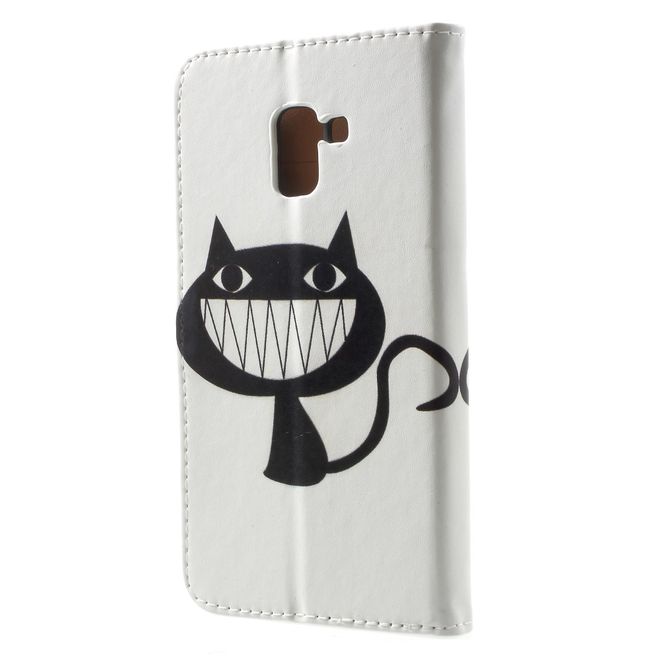 Samsung Galaxy A8+ (2018) Handy Hülle - Bookcover aus Leder - schwarze Katze