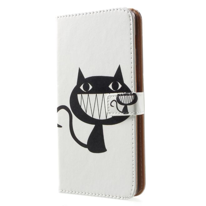 Samsung Galaxy A8+ (2018) Handy Hülle - Bookcover aus Leder - schwarze Katze