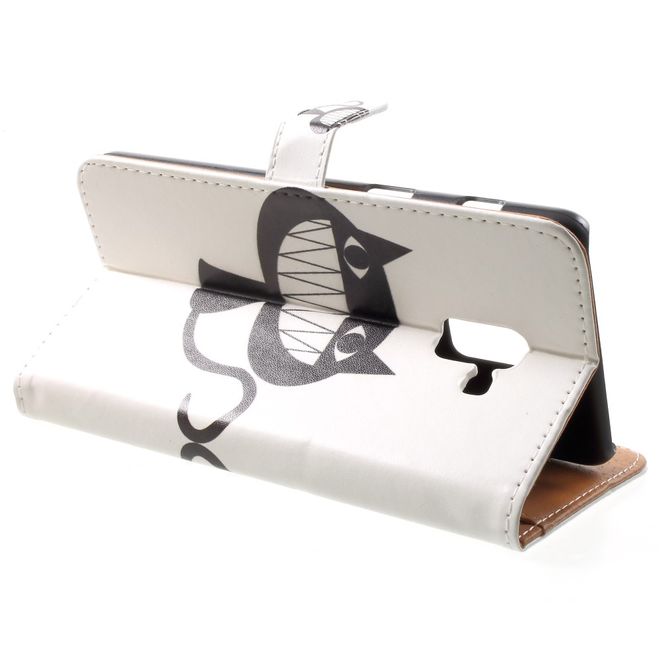 Samsung Galaxy A8+ (2018) Handy Hülle - Bookcover aus Leder - schwarze Katze