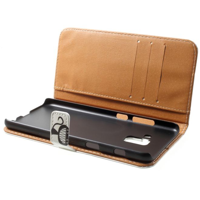 Samsung Galaxy A8+ (2018) Handy Hülle - Bookcover aus Leder - schwarze Katze