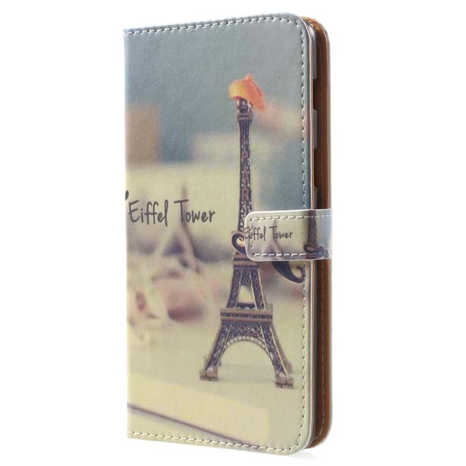 Samsung Galaxy A8+ (2018) Handy Hülle - Bookcover aus Leder - Eiffelturm
