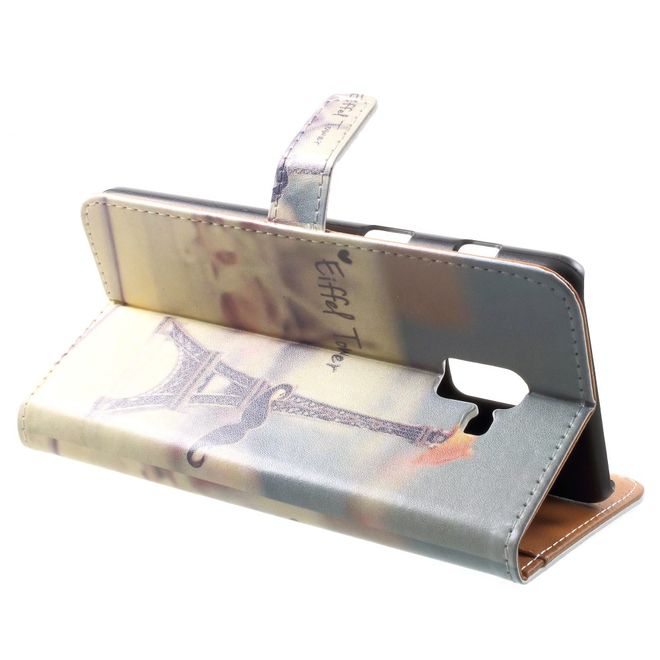 Samsung Galaxy A8+ (2018) Handy Hülle - Bookcover aus Leder - Eiffelturm