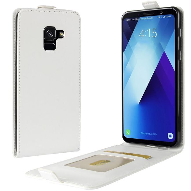 Samsung Galaxy A8+ (2018) Hülle - Crazy Horse Handy Flipcover - mit Magnetverschluss - weiss