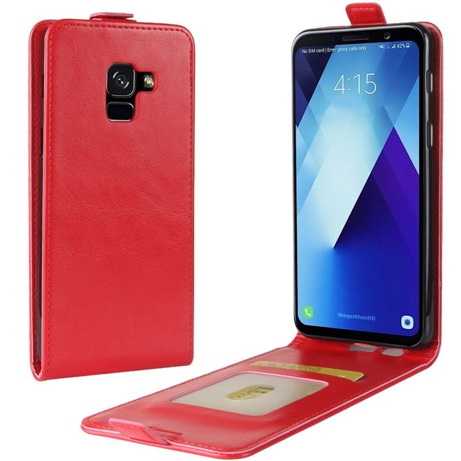 Samsung Galaxy A8+ (2018) Hülle - Crazy Horse Handy Flipcover - mit Magnetverschluss - rot