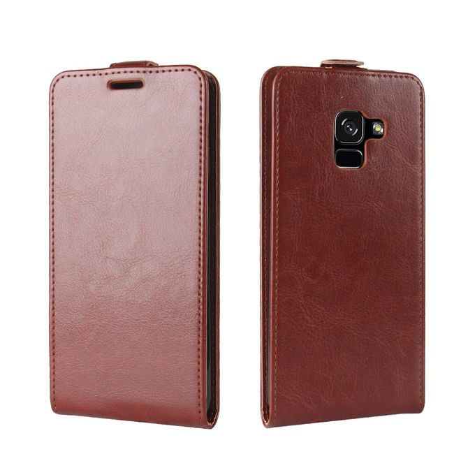 Samsung Galaxy A8+ (2018) Hülle - Crazy Horse Handy Flipcover - mit Magnetverschluss - braun