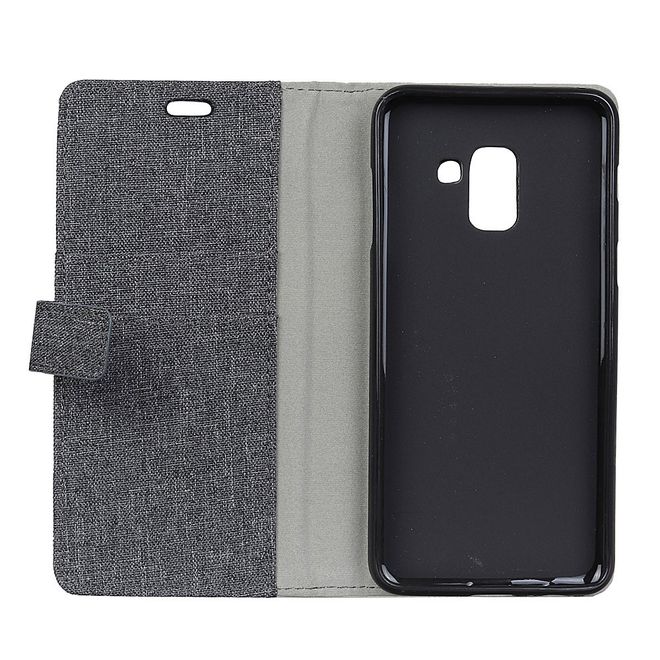 Samsung Galaxy A8+ (2018) Handy Hülle - Bookcover - mit Standfunktion - schwarz