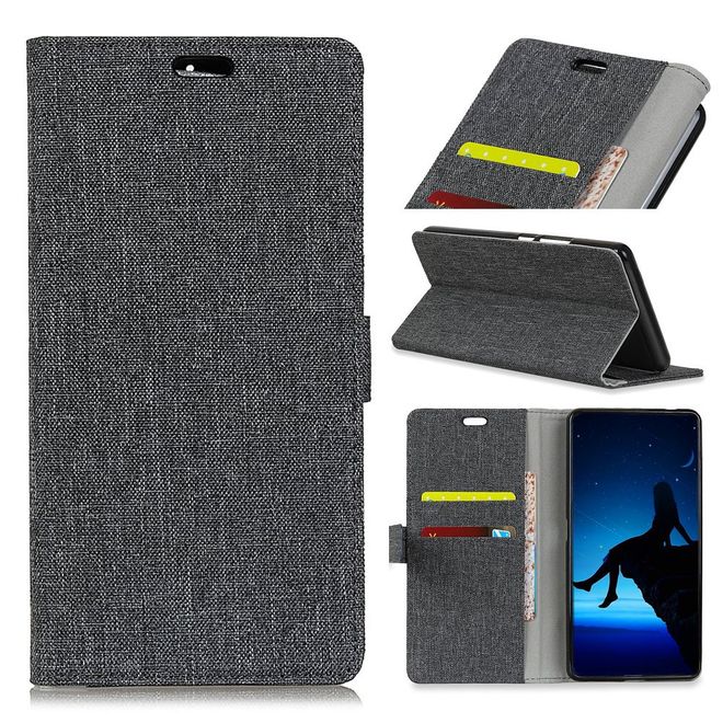 Samsung Galaxy A8+ (2018) Handy Hülle - Bookcover - mit Standfunktion - schwarz