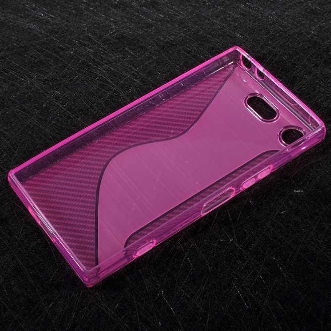 Sony Xperia XZ1 Compact Handy Hülle - Cover aus flexiblem TPU Plastik - S-Shape - pink