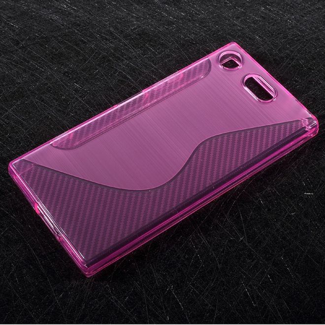 Sony Xperia XZ1 Compact Handy Hülle - Cover aus flexiblem TPU Plastik - S-Shape - pink