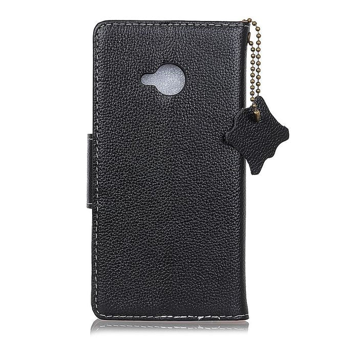 HTC U11 Life Handy Cover - Hülle aus Echtleder - mit Litchitextur und Standfunktion - schwarz