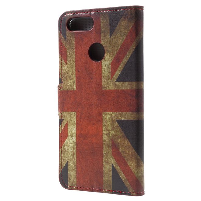 Huawei Honor 7X Handy Hülle - Leder Bookcover - mit Standfunktion - UK Flagge im Retrolook