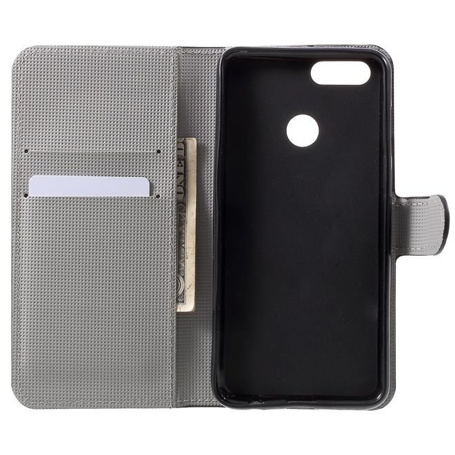 Huawei Honor 7X Handy Hülle - Leder Bookcover - mit Standfunktion - Anker und Strand