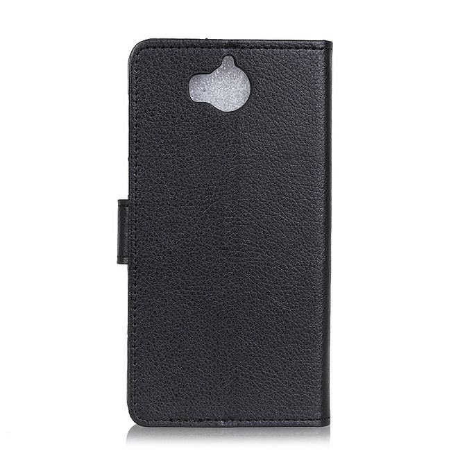 Huawei Y6 (2017)/Y5 (2017) Handyhülle - Case aus Leder - mit Litchitextur - schwarz