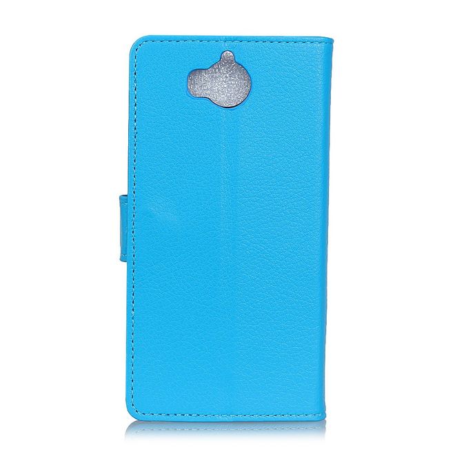 Huawei Y6 (2017)/Y5 (2017) Handyhülle - Case aus Leder - mit Litchitextur - blau