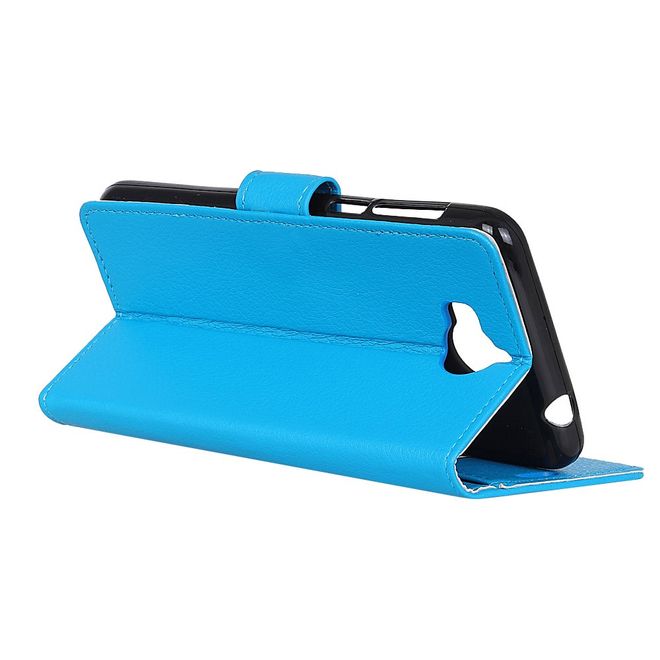 Huawei Y6 (2017)/Y5 (2017) Handyhülle - Case aus Leder - mit Litchitextur - blau