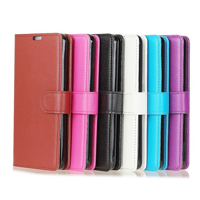 Huawei Y6 (2017)/Y5 (2017) Handyhülle - Case aus Leder - mit Litchitextur - blau