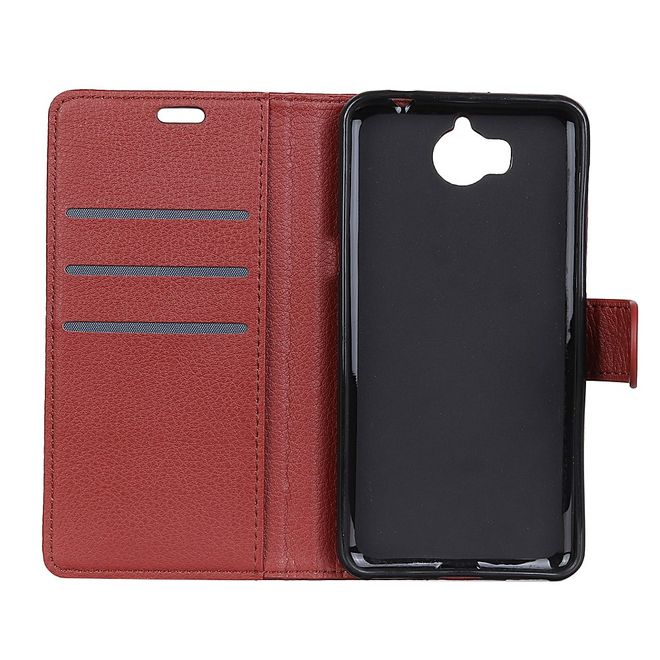 Huawei Y6 (2017)/Y5 (2017) Handyhülle - Case aus Leder - mit Litchitextur - braun
