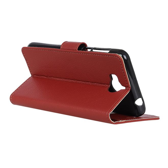 Huawei Y6 (2017)/Y5 (2017) Handyhülle - Case aus Leder - mit Litchitextur - braun