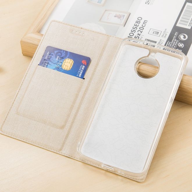 Vili Dmx - Motorola Moto E4 Plus Hülle - Case aus Leder - mit Standfunktion - beige