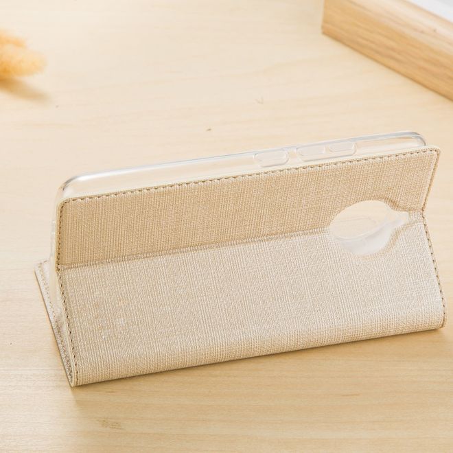 Vili Dmx - Motorola Moto E4 Plus Hülle - Case aus Leder - mit Standfunktion - beige