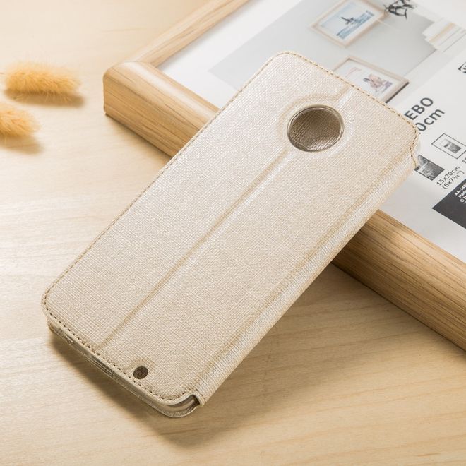 Vili Dmx - Motorola Moto Z2 Play Hülle - Case aus Leder - mit Standfunktion - gold