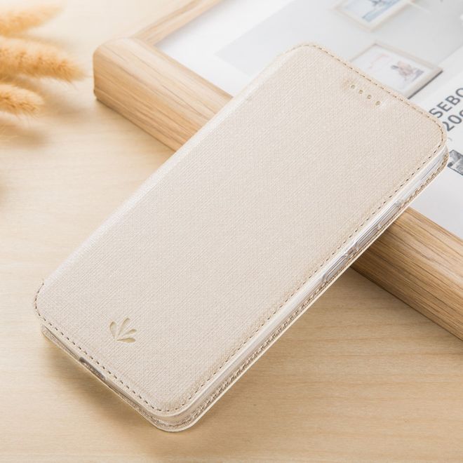 Vili Dmx - Motorola Moto Z2 Play Hülle - Case aus Leder - mit Standfunktion - gold