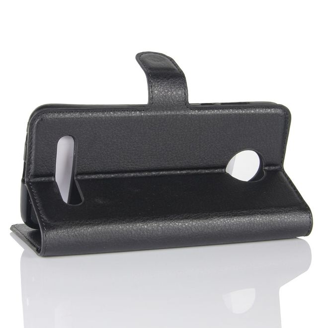 Motorola Moto Z2 Play Handy Hülle - Bookcover aus Leder - mit Litchitextur - schwarz