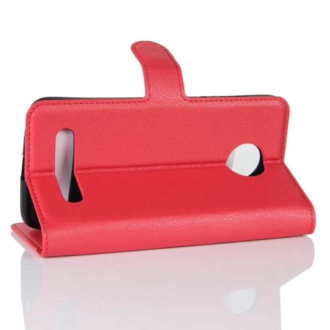 Motorola Moto Z2 Play Handy Hülle - Bookcover aus Leder - mit Litchitextur - rot