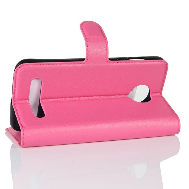 Motorola Moto Z2 Play Handy Hülle - Bookcover aus Leder - mit Litchitextur - rosa