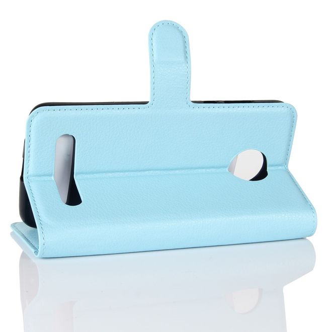 Motorola Moto Z2 Play Handy Hülle - Bookcover aus Leder - mit Litchitextur - hellblau